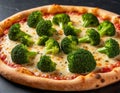 Pizza with broccoli, AI generated. Royalty Free Stock Photo