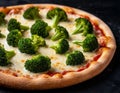 Pizza with broccoli, AI generated. Royalty Free Stock Photo