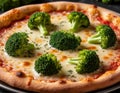 Pizza with broccoli, AI generated. Royalty Free Stock Photo