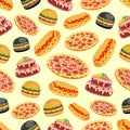 Pizza, burger, hot dog, cake will give you pleasure and an unforgettable taste Royalty Free Stock Photo