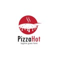 Pizza cafe logo, pizza icon, emblem for fast food restaurant Royalty Free Stock Photo