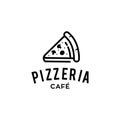 Pizza cafe logo, pizza icon, emblem for fast food restaurant. Simple flat style pizza logo