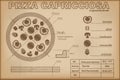 Pizza Capricciosa ingredients draw scheme Royalty Free Stock Photo