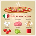 Pizza capricciosa with ingredients Royalty Free Stock Photo