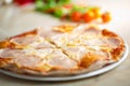 Pizza carbonara portions Royalty Free Stock Photo