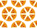 Pizza cartoon pattern seamless. Fast food background. vector texture Royalty Free Stock Photo