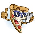 Pizza Cartoon Wearing Sunglasses Using a Smart Phone Royalty Free Stock Photo