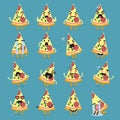 Pizza character emoji set