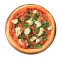 Pizza with cheese, bacon and spinach Royalty Free Stock Photo