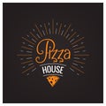 Pizza cheese hot logo on black background Royalty Free Stock Photo