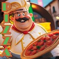 Pizza Chef Comic Style Image Art 3d