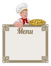 Pizza Chef Cook Cartoon Man Menu Sign Background Royalty Free Stock Photo