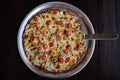 Pizza cherry tomato on wooden table