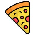 pizza colored line icon, Merry Christmas and Happy New Year icons for web and mobile design