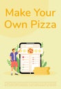 Pizza constructor, online order poster flat vector template