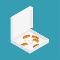 Pizza crust in box open isolated. vector illustration