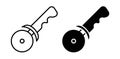 pizza cutter thin line icon set