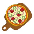 pizza on a cutting board vector illustration Royalty Free Stock Photo