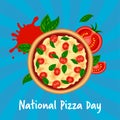 Pizza day design concept blue