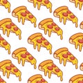 Delicious pepperoni pizza with cheese, pattern repeatable background