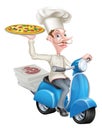 Pizza Delivery Chef on Moped