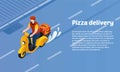 Pizza delivery concept banner, isometric style Royalty Free Stock Photo