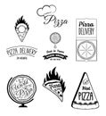 Pizza delivery. The food and service. Set of Typographic Badges Design Elements, Designers Toolkit.