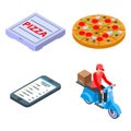 Pizza delivery icons set, isometric style Royalty Free Stock Photo