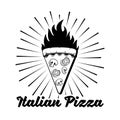 Pizza Delivery Label. Pizza Slice Italian Food. Pizza piece. Vector Illustration.