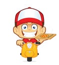 Pizza delivery man courier riding scooter Royalty Free Stock Photo