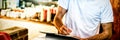 Pizza delivery man taking an order over the phone Royalty Free Stock Photo