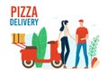 Pizza Delivery Service Flat Vector Banner Template Royalty Free Stock Photo