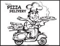 Pizza delivery. Cartoon pizza boy