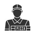 Pizza deliveryman glyph icon