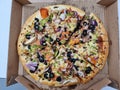 Close view of Chicken Fajita pizza with mixed vegetables Royalty Free Stock Photo