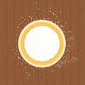 Pizza dough on a wooden surface flat vector isolated