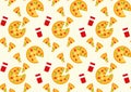 Pizza and drink pattern background