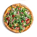 Pizza with dry cured ham and arugula Royalty Free Stock Photo