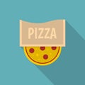 Pizza emblem for pizzeria icon, flat style