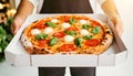 Pizza Express Delivery - Pizza Margherita in a Cardboard Box - Generative Ai