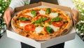 Pizza Express Delivery - Pizza Margherita in a Cardboard Box - Generative Ai