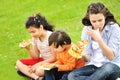 Pizza, family, outdoor