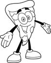 Outlined Funny Pizza Slice Cartoon Character With Open Arms For Hugging