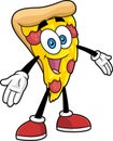 Funny Pizza Slice Cartoon Character With Open Arms For Hugging