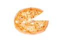 Pizza five cheese slices without a slice, isolated, top view Royalty Free Stock Photo