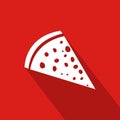 Pizza Flat Icon With Red Background