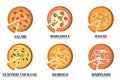 Pizza flat icons on white background.