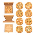 Pizza flat icons on white background