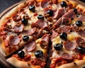 Pizza food slice pepperoni olives hot cheese topping