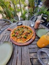 Pizza food vegan drink table lunch dinner cafe outings